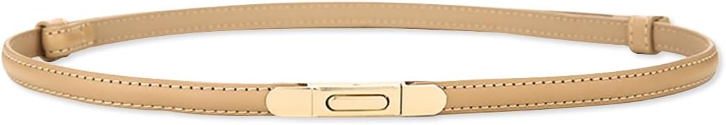 LumiSyne Women Skinny Leather Belt Solid Color Push Button Buckle Adjustable Waistband Thin Waist Belt For Dress Jeans Coat
