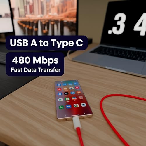 Image of 100W USB-A to Type-C Fast Charging Cable for OnePlus - Original 1M Warp Charge Red Wire with One Plus 13,13r,12,12r,11,11r,10,10r,10t,10pro,9,9rt,9r,9pro,8,8t,7t,7pro,Nord CE3 lite,CE2