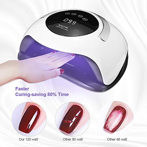 image for UV LED Nail Lamp, HALOVIE Nail Dryer 120W for Gel Polish with 4 Timers