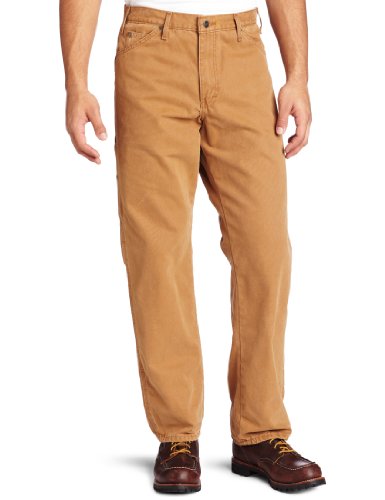 Dickies Men s Relaxed Fit Sanded Duck Carpenter Jean, Brown Duck, 34x32