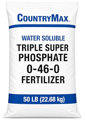 CountryMax Triple Super Phosphate 0-46-0 Fertilizer 50 Lbs High Phosphorus Water Soluble Plant Food for Root Growth Flowering & Vegetable Gardens