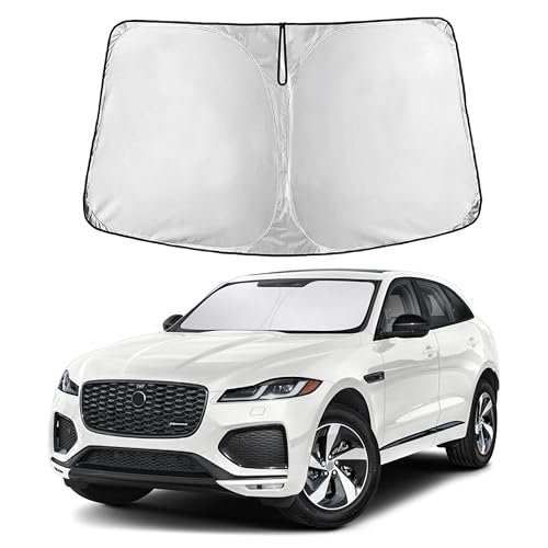 Image of EcoNour Windshield Sun Shade Compatible for Jaguar F-Pace 2016-2025 Front Window Sunshade Foldable Sun Visor UV & Heat Blocking Protection