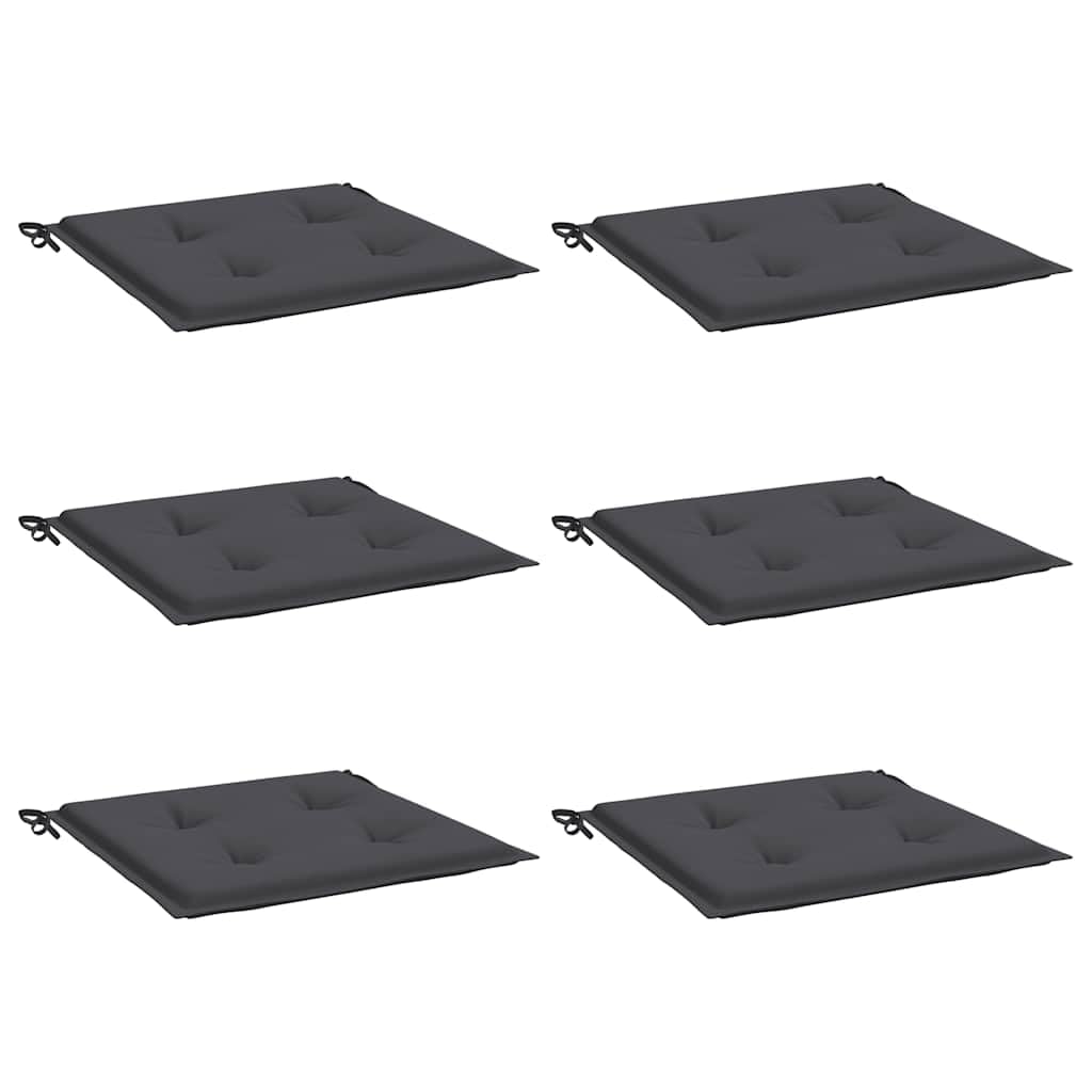 vidaXL Coussins de Chaise de Jardin Lot de 6, Coussin de Siège de Salon, Coussin de Meuble de Terrasse, Coussin d’Assise Extérieur, Anthracite 50x50x4 cm
