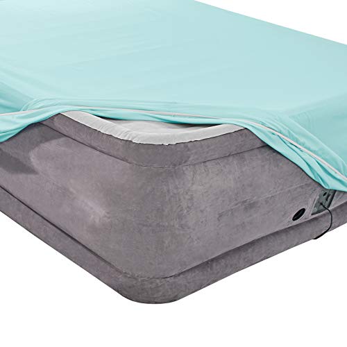 Nestl Light Blue Fitted Sheet Queen Size, Extra Deep Pocket Queen Fitted Sheet Only, 1800 Microfiber Fitted Bed Sheet, Soft Fitted Queen Sheet Fits Up To 24 Inch Mattress - Queen Size Fitted Sheet #TOP5