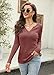 Women's V Neck Waffle Knit Henley Tops Casual Long Sleeve Pullover Sweater Blouses (Rose Red, Large)
