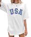 UNIQUEONE 4th of July Shirts USA Shirt: American Flag Shirt Women Oversized - Patriotic Tshirt - USA Stars Stripes Tee Tops