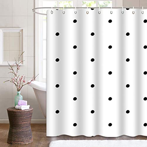Emvency Shower Curtain Small Abstract Polka Dot Pattern With Trendy Cute Black And White Monochrome Bubble Child Waterproof Polyester Fabric 72 X 72 Inches Set With Hooks #TOP5