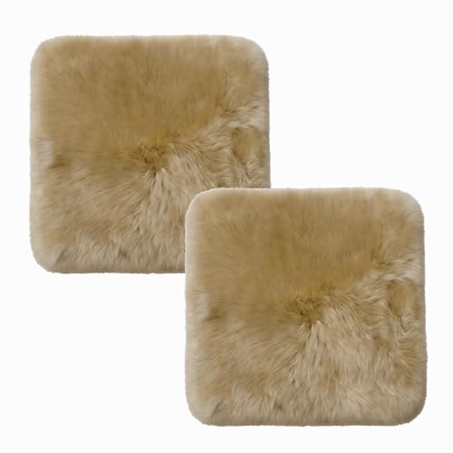 RZLWOOL Natural Wool 2 Pack Luxury Sheepskin Seat Cushion Fluffy