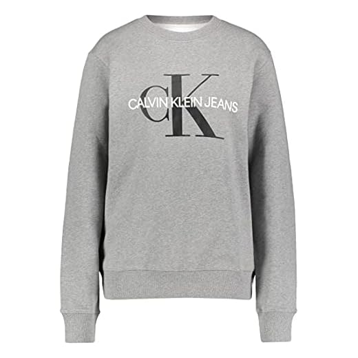 Calvin Klein Jeans Iconic Monogram crewneck sweatshirt för män, Grå (mitten grå ljung P2f), XS