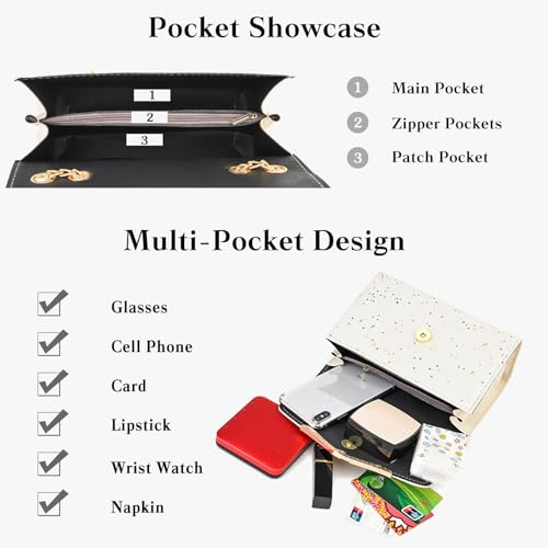 Image of CORIOS Elegant Shoulder Bag for Women - PU Leather Handbag with Sequin Crossbody & Messenger Bag Styles