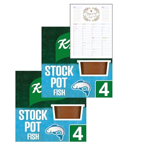 Gluten Free Stock Pot Bundle which Contains Knorr Fish Stock Pot 4x28g - Pack of 2 including Grocery List Card
