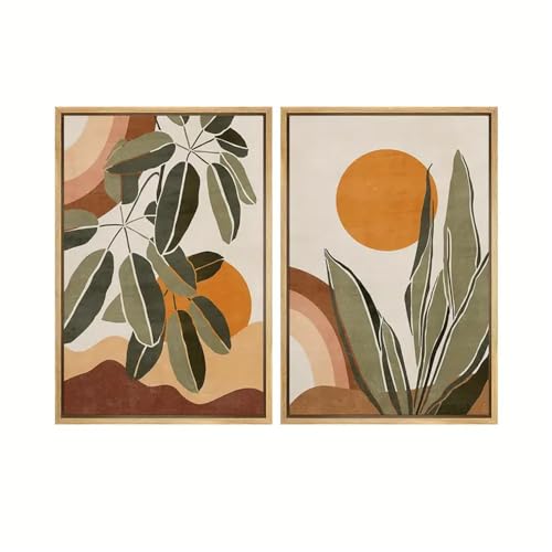 Toile imprimée plantes tropicales pour décoration salon moderne et bureau bohème lot de 2 affiches