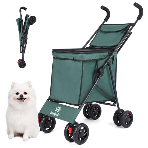 Wefrib Faltbarer Wagenwagen, Einkaufswagen, zusammenklappbarer robuster Gartenwagen, Outdoor-Strandwagen, große Kapazität, 27,2 kg, Strandwagen mit All-Terrain-Rädern (Dunkelgrün)