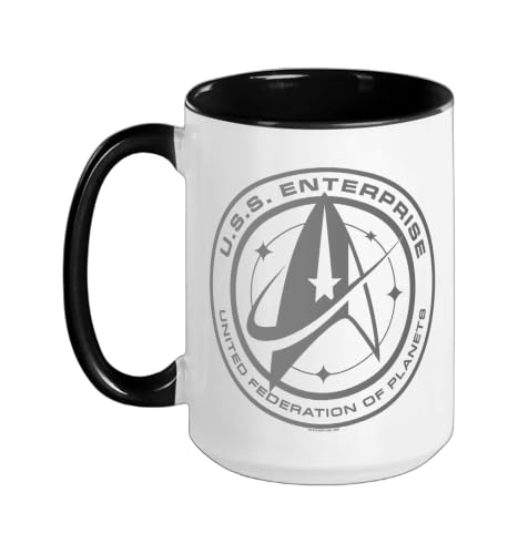 Star Trek: Discovery Enterprise Crest Ceramic Mug, Black/White, 15oz