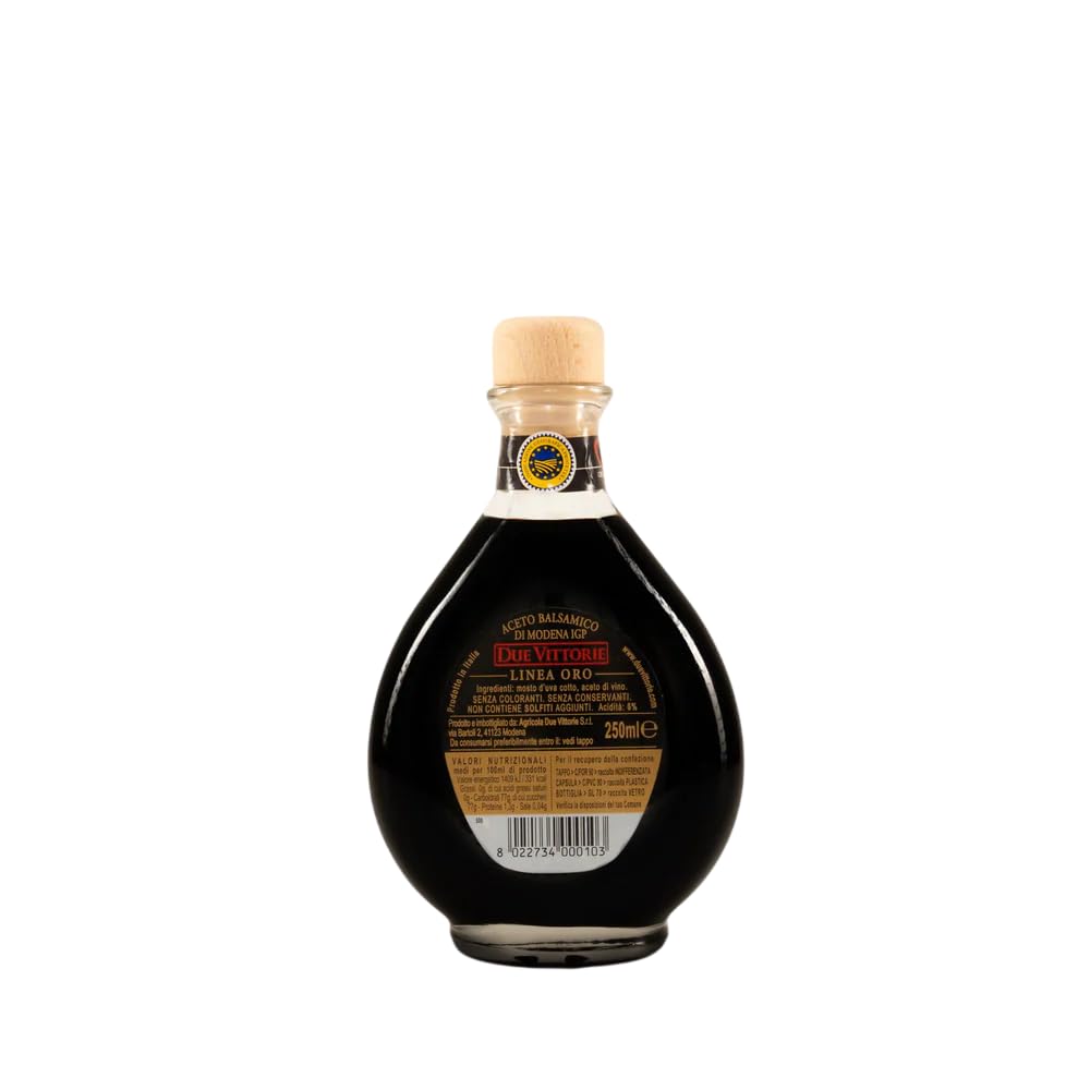 Due Vittorie Balsamico-Essig aus Modena g.g.A. Essig Aceto Balsamico di Modena IGP Glasflasche 12 x 250ml + Beni Culinari Kostenloser Schlüsselanhänger