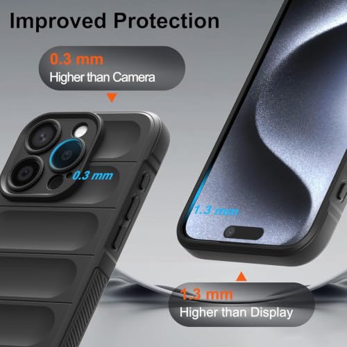 Image of ShieldTech AirGuard Series Back Cover Case for Apple iPhone 15 Pro | Microfiber Lining | Airbag Cushion Drop Protection | Shockproof Silicone Cover Case | Anti Slip Grip - Black for iPhone 15 Pro