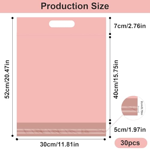 XRXYMQ 30 Stück Versandtüten 30x40 cm Versandtaschen Kleidung Undurchsichtig Versandbeutel Selbstklebend Versandtasche Widerstandsfähig Rosa Verpackungstüten Leicht zu Tragen für Postage Delivery