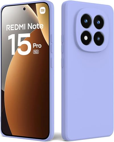 Image of DIZORO Compatible with Mi Redmi Note 15 Pro 5G Back Cover with Upgraded Square Edges for Camera Protection Shockproof Flexible Matte Liquid Silicone Mobile Phone Case - Purple