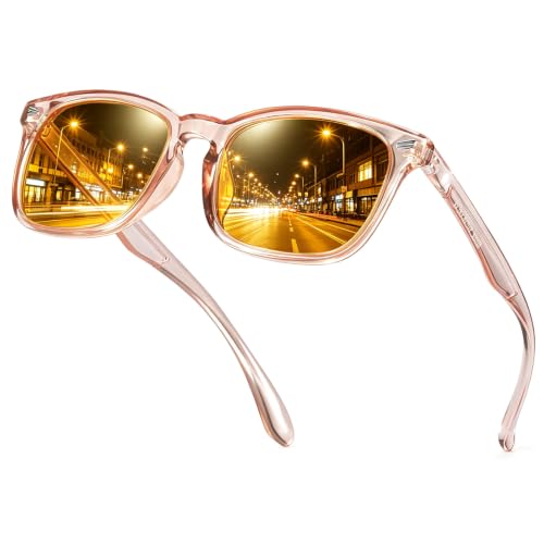 TJUTR Night Vision Driving Glasses for Men & Women, Anti Glare Yellow Lens | Polarized Night Time...