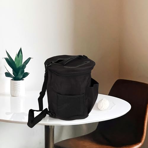 Image of BambooMN JubileeYarn Cylindrical Fabric Yarn Storage Tote Bag - Black - 1 Bag