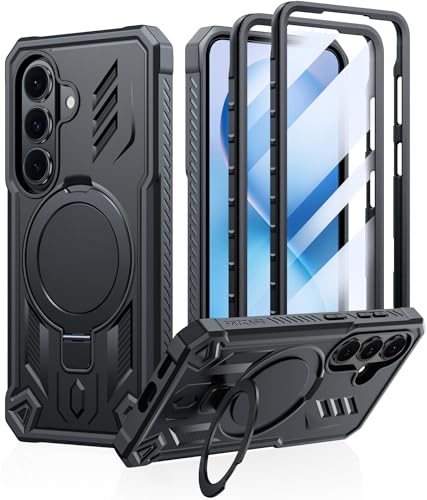 FNTCASE for Samsung Galaxy S26 �P�[�X: ���C�g�ѓd�b�P�[�X [�����O�L�b�N�X�^���h] [�t�����g�t���[��2��] [�X�N���[���v���e�N�^�[����] [�w�r�[�f���[�e�B�~���^���[�O���[�h�ی�] �ϏՌ��� ���ȃJ�o�[ �u���b�N