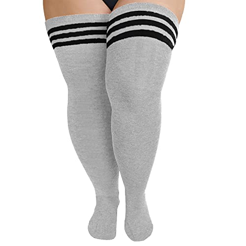 Image of YELAIVP Plus Size Thigh High Socks Extra Large Stripe Over Knee High Stockings for Women