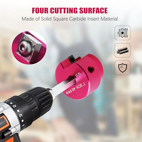 PACEWALKER 1 Inch Plastic Pipe Fitting Reamer PPR100 PVC Pipe Reamer with 0.27 Inch Hexagonal Shaft for Standard 1/2 \"Drill Pipe Reamer Tool for SCH40 PVC ABS CPVC Pipe - Thumbnail 2