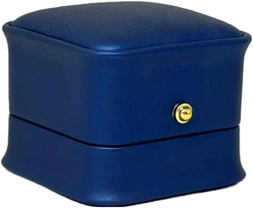 RJ Displays-Luxury Blue PU Leather Jewelry Gift Box with Suede Interior – Display & Storage for Necklace, Bracelet, Earring & Ring – Elegant Jewelry Set Box – Size 2.36" x 2.36" x 1.75"