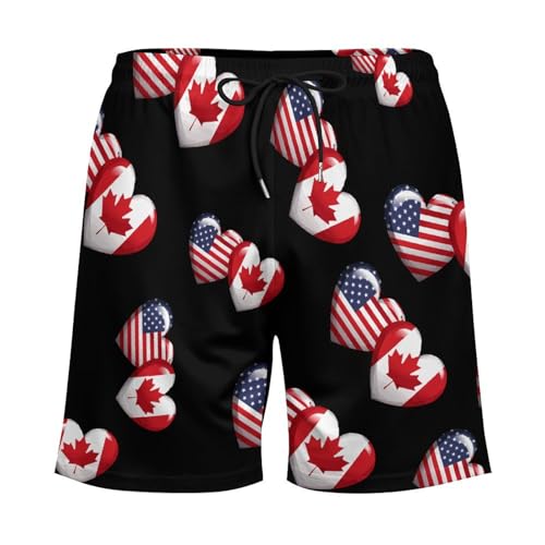 USA Canada Heart Country Flag American Canadian Mens Swim Trunks with Compression Liner Quick Dry Board Beach Shorts4
