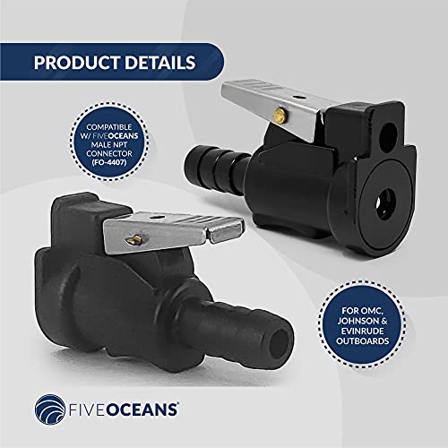 Five Oceans Fo2885 5/16 Inches Barb Female Fuel Line Quick Connector, Omc/Johnson/Evinrude, Built With Durable Materials, Compatible With Ethanol Blended Fuels #TOP3