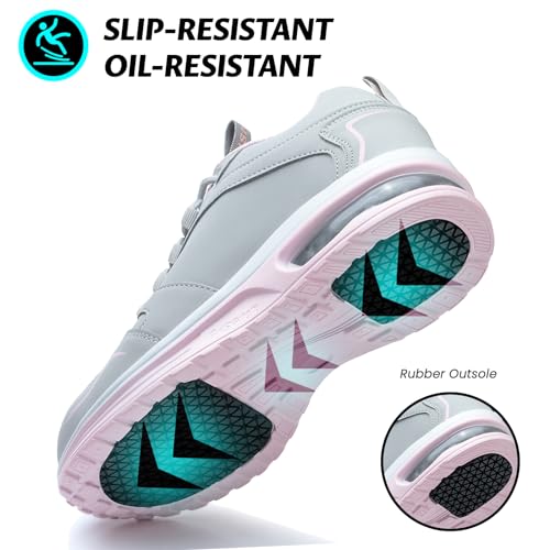 Image of LANSNBO Waterproof Steel Toe Shoes for Women Non Slip Sneakers | Work safety protection, puncture proof sole, comfortable lightweight, for industrial construction food service jobs
