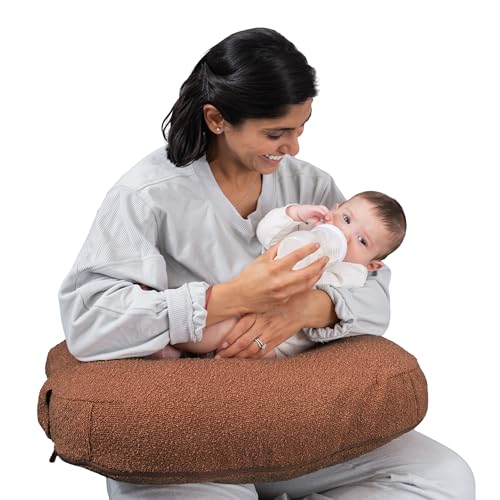 Image of Boppy Nursing Pillow, Luxe Ergonomic Breastfeeding & Baby Feeding Support | High, Firm, Large Area Cushion, Water-Repellent Liner, Washable Cover, Wider Opening, Flexible Fiber Fill - Boucle Chestnut