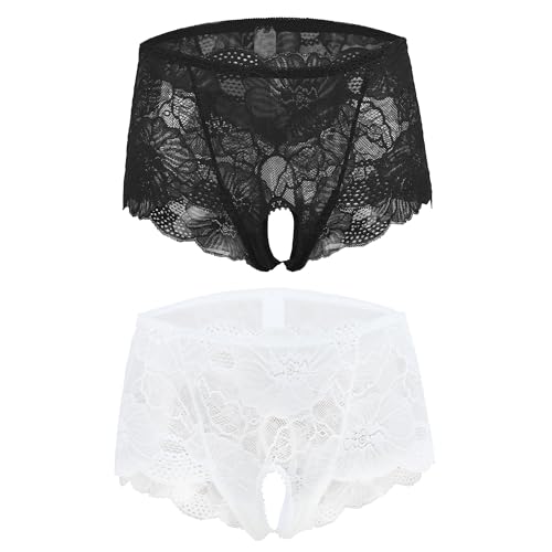 TINAYAUE String Ouverts Femmes Dentelle Transparente 2PCS