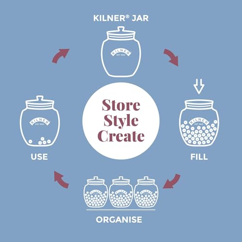 Image of Kilner Premium 2 Pcs x 850ml Universal Airtight Clear Glass Jar with Push Top Lid for Dry Food Like Grains, Spices, Pickles, Sauces | Reusable Kitchen Storage Container, Fridge Safe