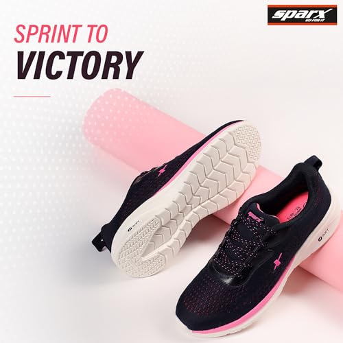Image of SPARX Sports Running Shoes for Women - Lightweight Breathable Lace-Up Athletic Shoes with Cushioned Comfort, Shock Absorption, Durable Grip, Flexible Sole & Everyday Walking Performance
