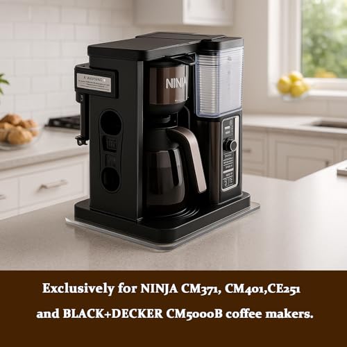 Image of Transparent Acrylic Appliance Slider - 13 inch x 9.45 inch Coffee Maker Slider Tray for Countertop, Compatible with Ninja CM401, CE251, CM371, BLACK+DECKER CM5000B, and Other Small Appliances