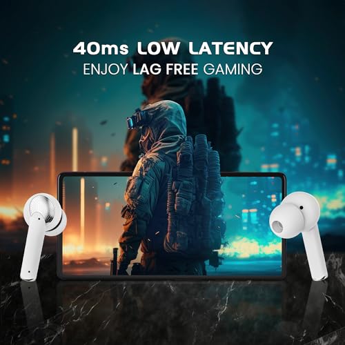 Image of GIZMORE Elite 852 ANC with 36dB Type-C Fast Charging TWS| Up to 50H Playtime| ENC with DNS | 40ms Low Latency for Gaming | Insta Wake N' Pair |BT v5.3| 13MM Driver| Voice Assistant Earbuds (White)