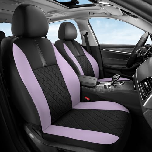 Image of Coverado Car Seat Covers Front Pair, Automotive Leather Seat Covers for Car,Universal Fit Front Back Seat Cover, Non-Slip Waterproof Breathable Car Seat Protector