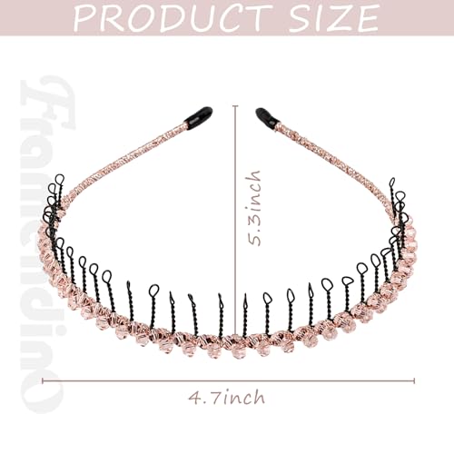 Framendino, Pacote com 6 faixas de cabeça de metal, cristal, pente de dentes, argola de cabelo com s