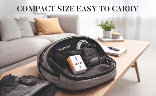 Image of Btag Universal Travel Adapter All in One Worldwide, Travel Adapter with USB Ports with Multi Type Power Outlet (TS101AD) Voltage (White)