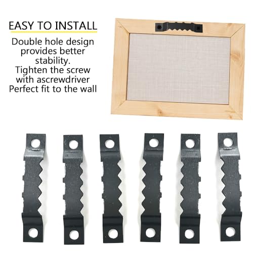 Image of 100 Pcs Sawtooth Hangers Picture Hanging Kit 1.77in Sawtooth Picture Hangers Picture Hooks with Screws Picture Frame Hangers for Photos Artwork Clock (Black /XK-JC)