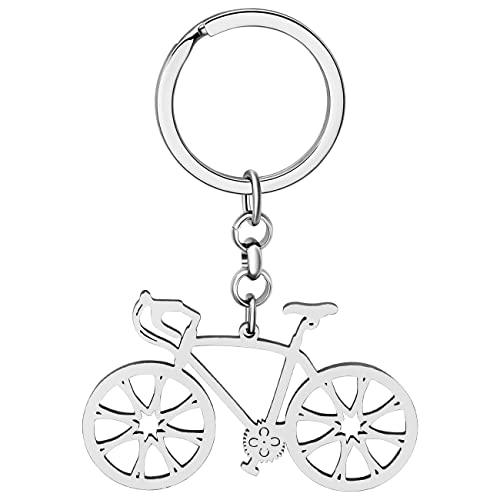 WEVENI Stainless Steel Cute Road Bike Keyring Bicycle Key Chain Rings Jewelry Car Charms for Women Girls Cycling Enthusiasts