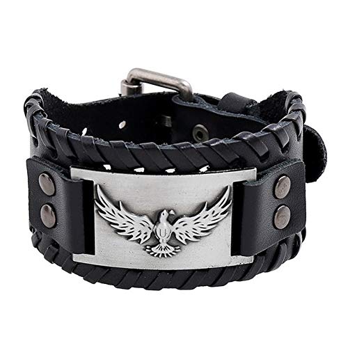 Image of GelConnie Viking Bracelet Punk Leather Cuff Bracelet Gothic Leather Wristband Bracelet with Nordic Amulet Scandinavian Talisman Celtic Pagan Jewelry