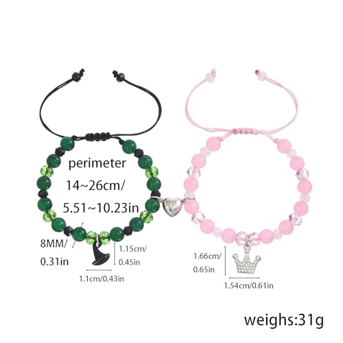 Image of Elphaba Glinda Friendship Matching Bracelets-Crown Witch Hat Matching Bracelets-BFF Couples Accessories Gifts for Bestfriend Couples Fans Party Dress Accessories