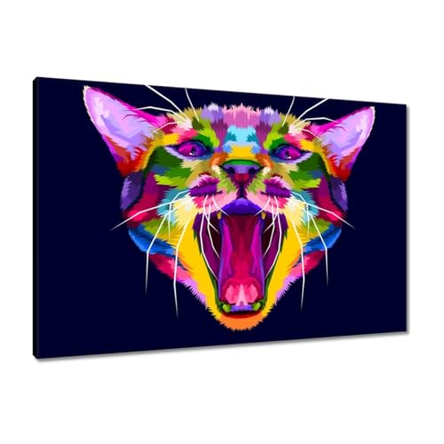 Peinture imprimée sur toile chaton abstrait 90x60cm décoration murale H3944M
