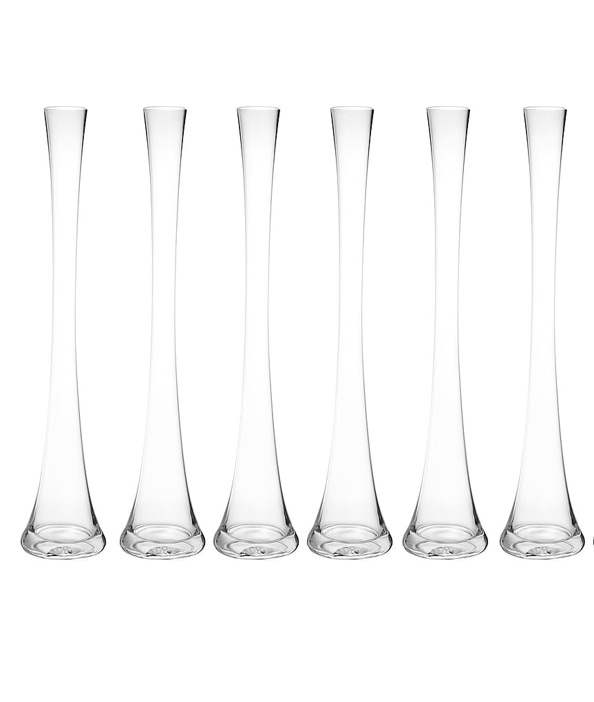 Floralcraft® 50cm Clear Glass Lily Vase Set of 6, Tall Trumpet Centrepiece Vases with Round Base for Wedding Table Decorations, Events, Hotels & Floral Displays
