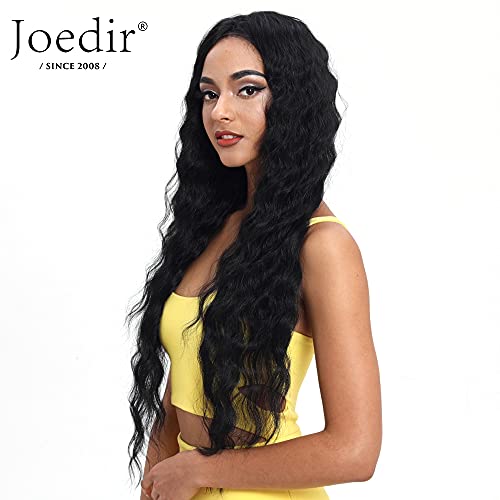Joedir Lace Front Wigs 30'' Long Wavy Synthetic Wig 4.5" Deep Part Hd Transparent Lace For Women 130% Density Wigs(Black Color) #TOP1