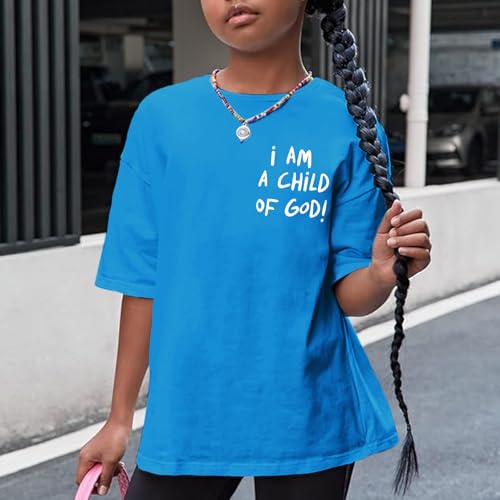 KEEVICI Cute I Am A God of Child Shirt Girls Graphic Tees Christian T Shirts for Kids Jesus Religious Faith Cotton Summer Top2