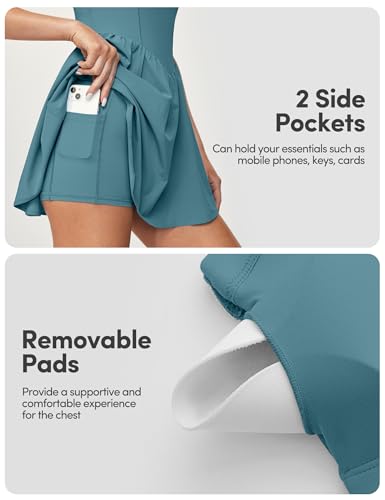 Image of Tennis Dress with Built-in Shorts and Bra, Athletic Workout Dress for Women | Golf Dress, Active, Summer, Going out, Theme Park Outfits, Adjustable Straps, Deep Inner Pockets, 4-Way Stretch, Comfortable