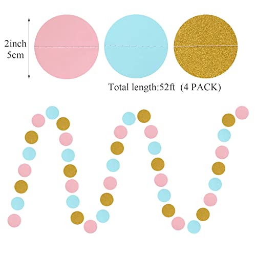 Blue Pink Gold Party-Decorations Gender-Reveal - 52Ft Paper Streamers Garland Hanging Decor Birthday Banner Ideas Event Party Supplies #TOP1